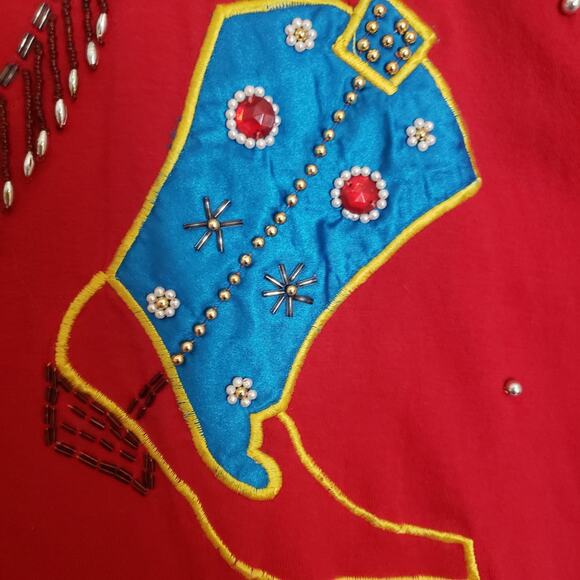 Victoria Jones Woman 1X (ESTIMATED) Cowboy Western Applique Rodeo‎ Red Shirt - Picture 3 of 9